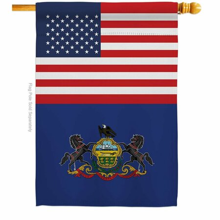 GUARDERIA 28 x 40 in. USA Pennsylvania American State Vertical House Flag with Double-Sided Banner Garden GU4074978